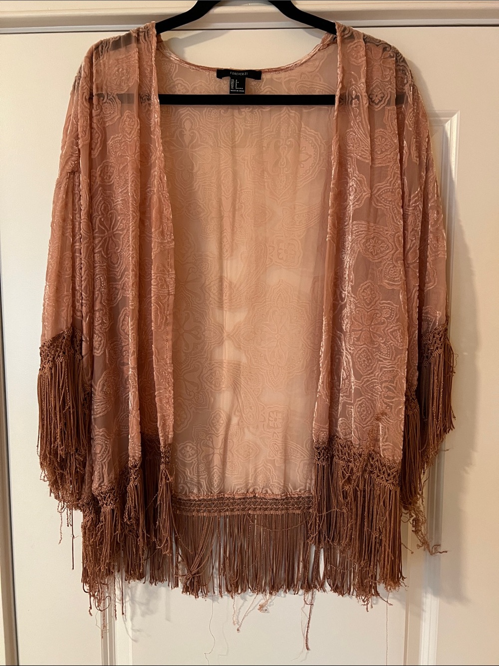 Forever 21 Velvet Fringe Kimono